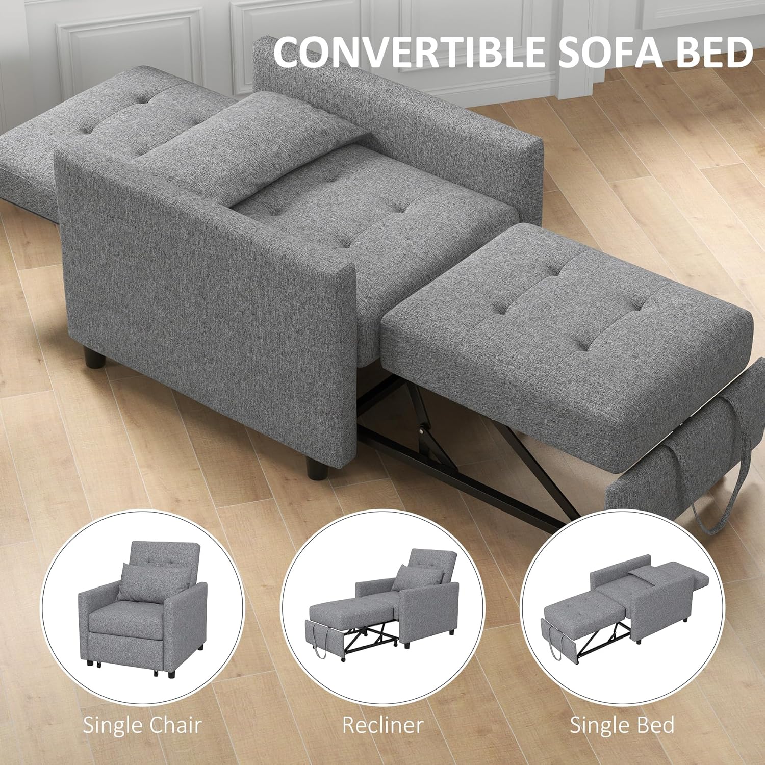 Hattie Chair Bed - Grey