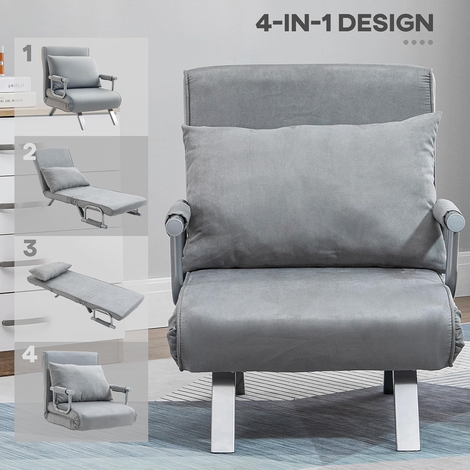 Haven Chair Bed - Light Grey