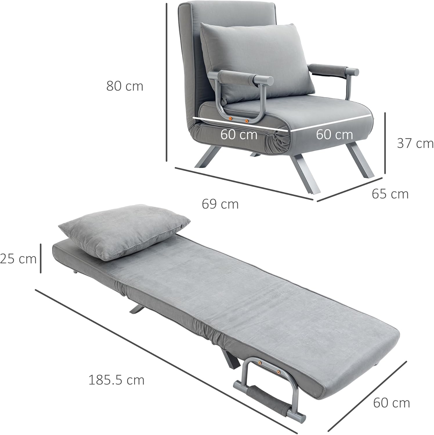 Haven Chair Bed - Light Grey