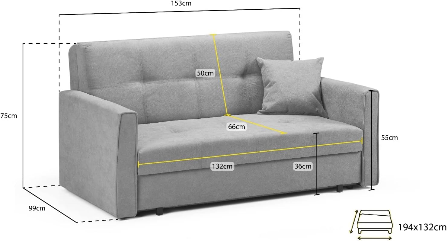 Hope Double Sofa Bed - Grey