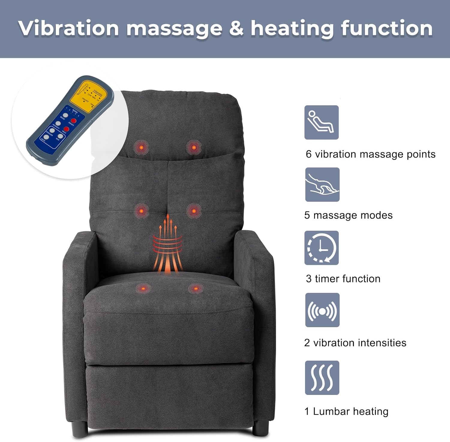 Ignes Reclining Massage Chair Bed - Black