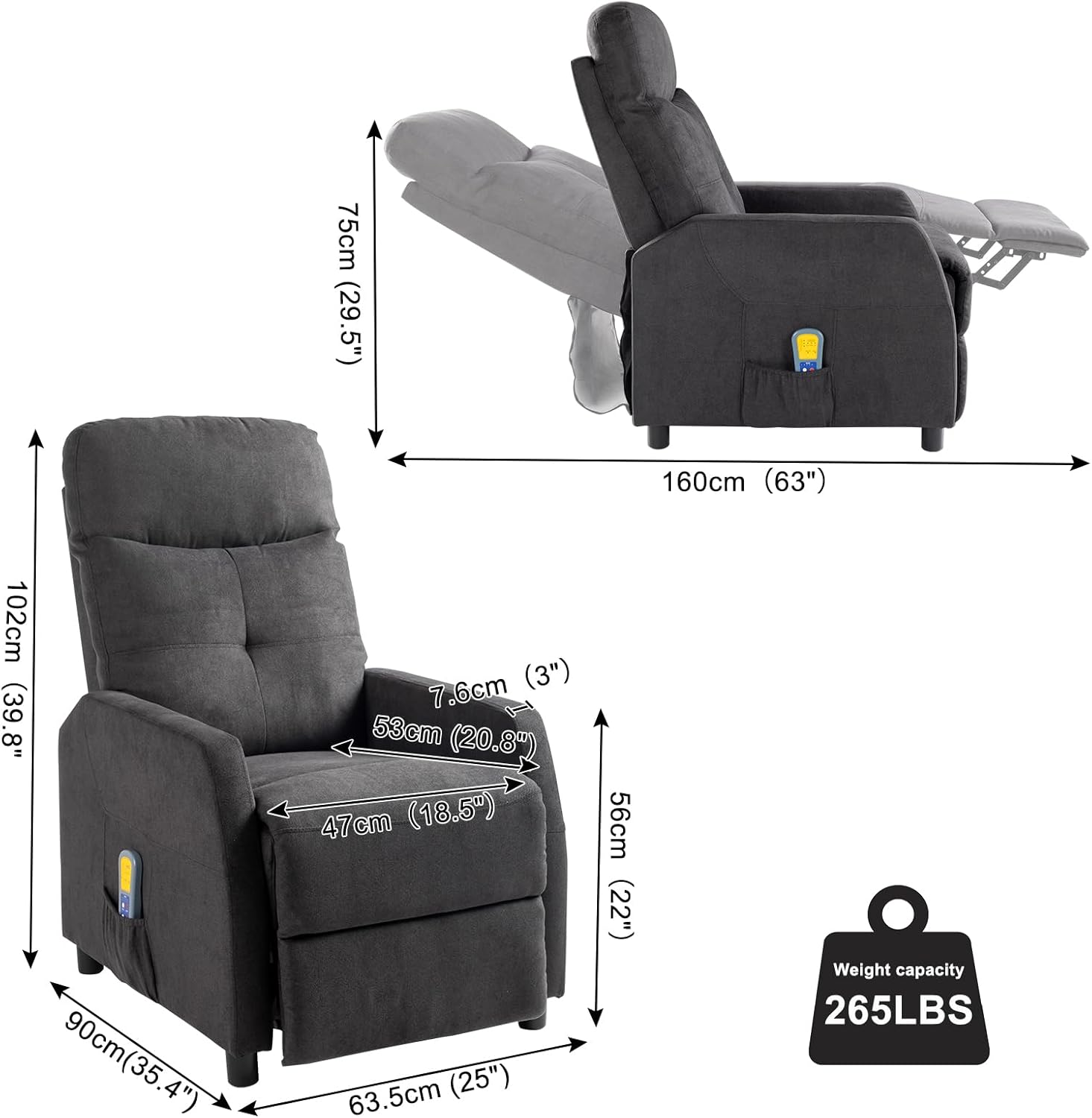Ignes Reclining Massage Chair Bed - Black