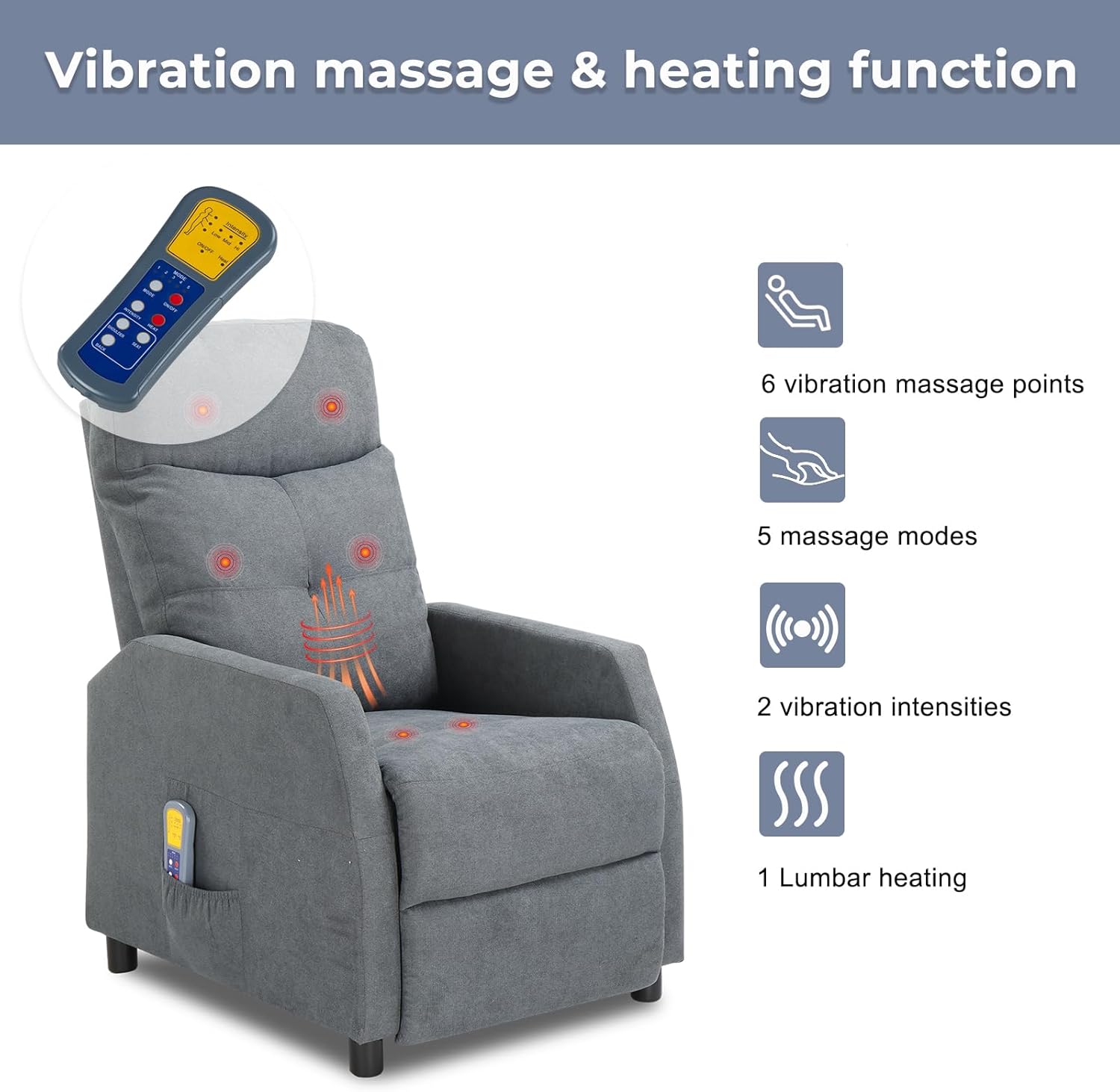 Ignes Reclining Massage Chair Bed - Grey