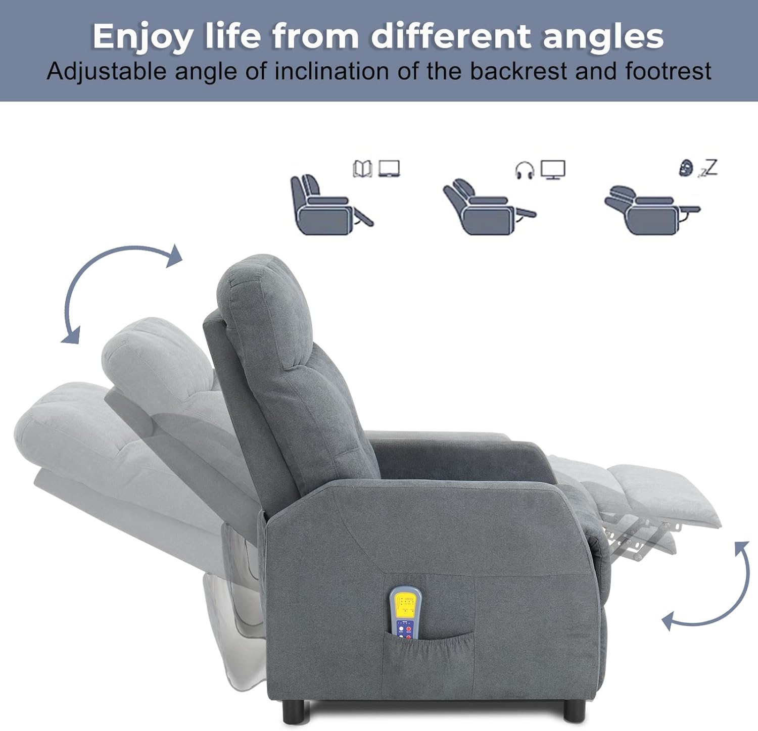 Ignes Reclining Massage Chair Bed - Grey