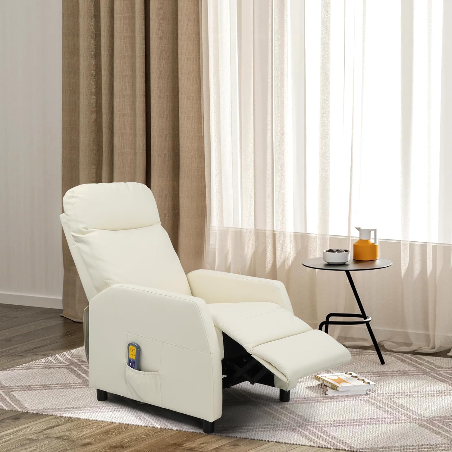 Ignes Reclining Massage Chair Bed - White Leather
