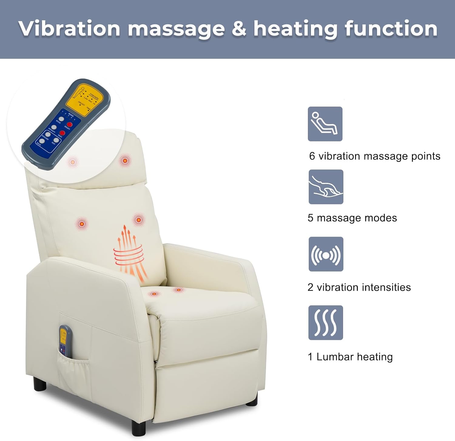 Ignes Reclining Massage Chair Bed - White Leather