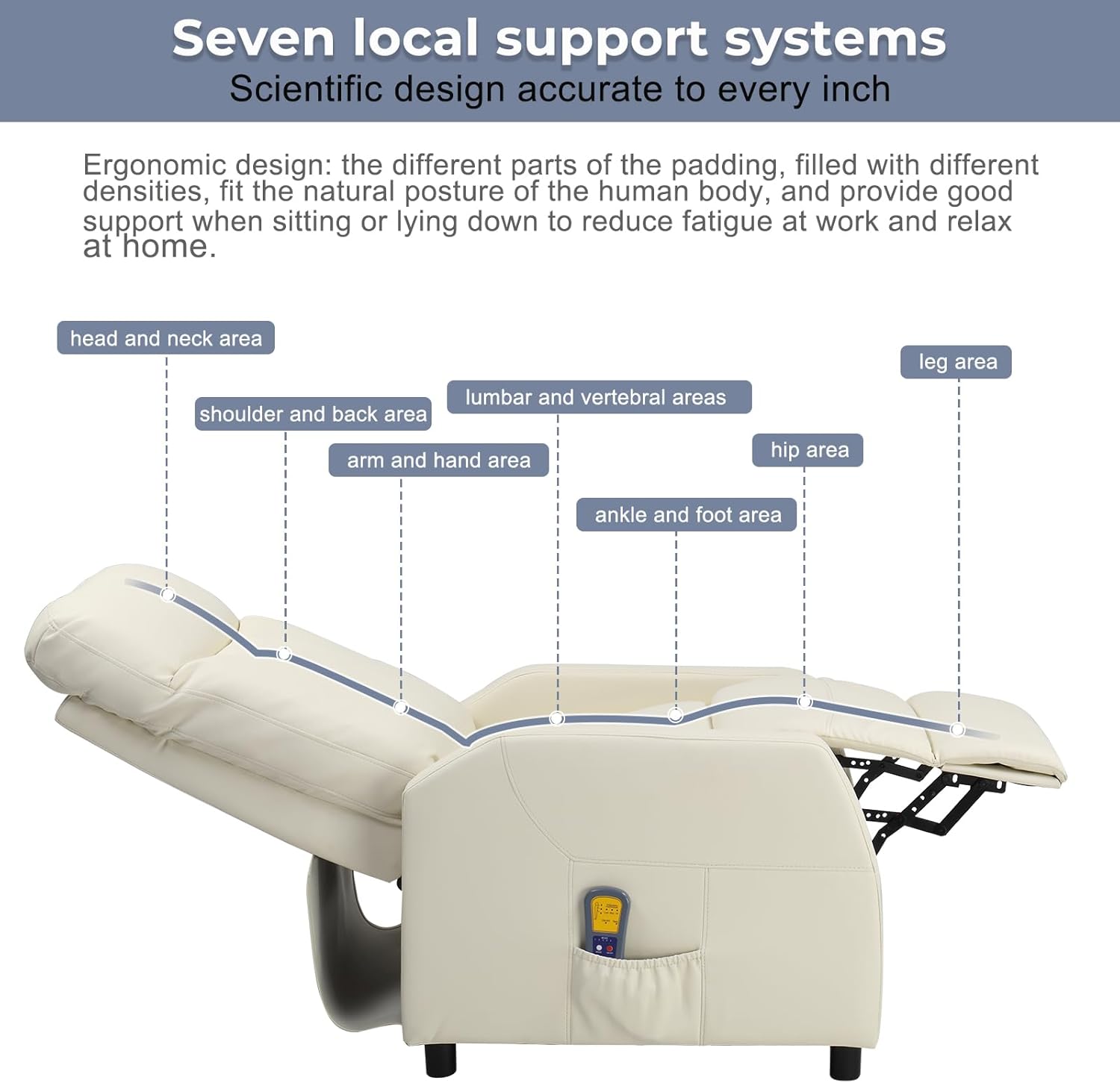 Ignes Reclining Massage Chair Bed - White Leather
