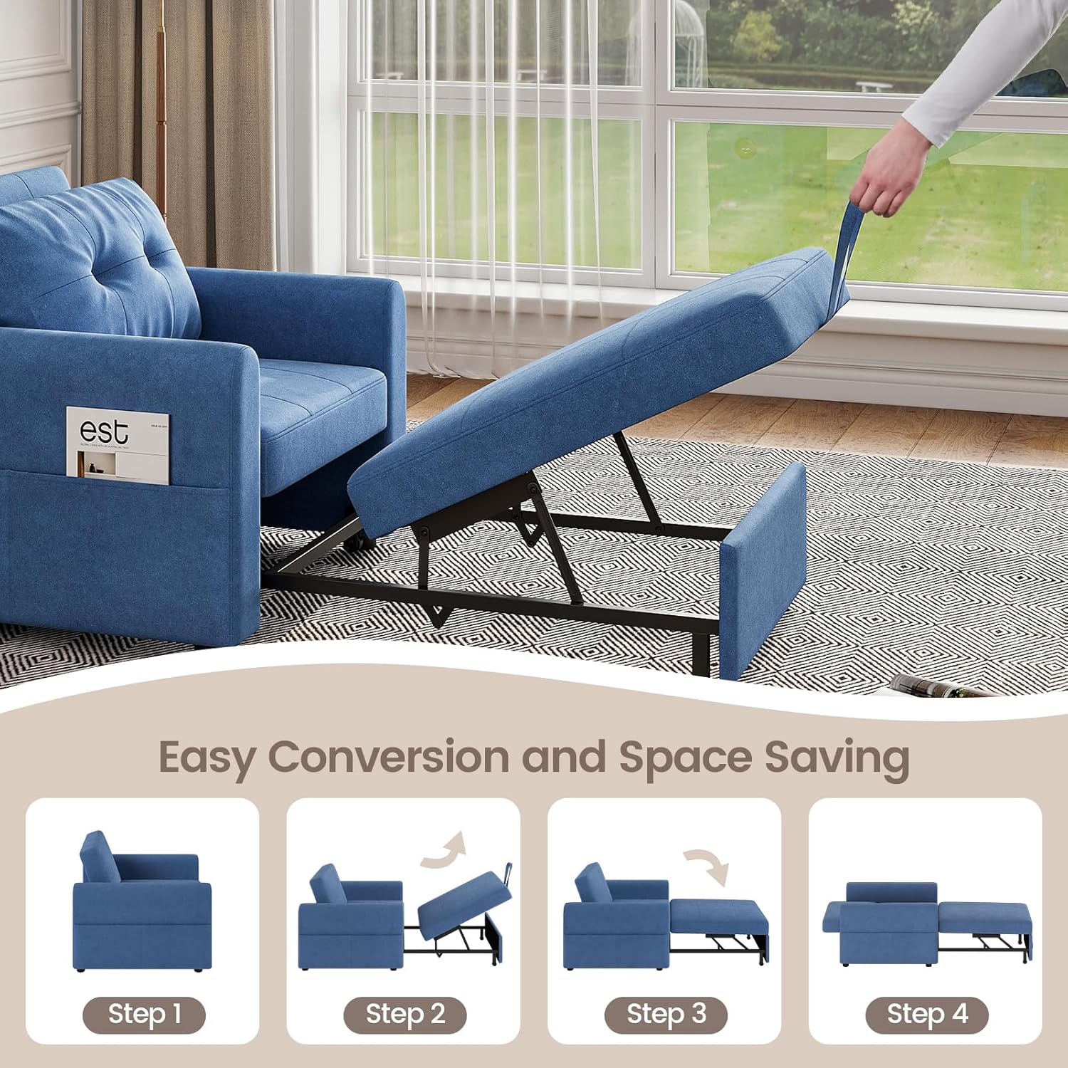 Jaimi Chair Bed - Blue