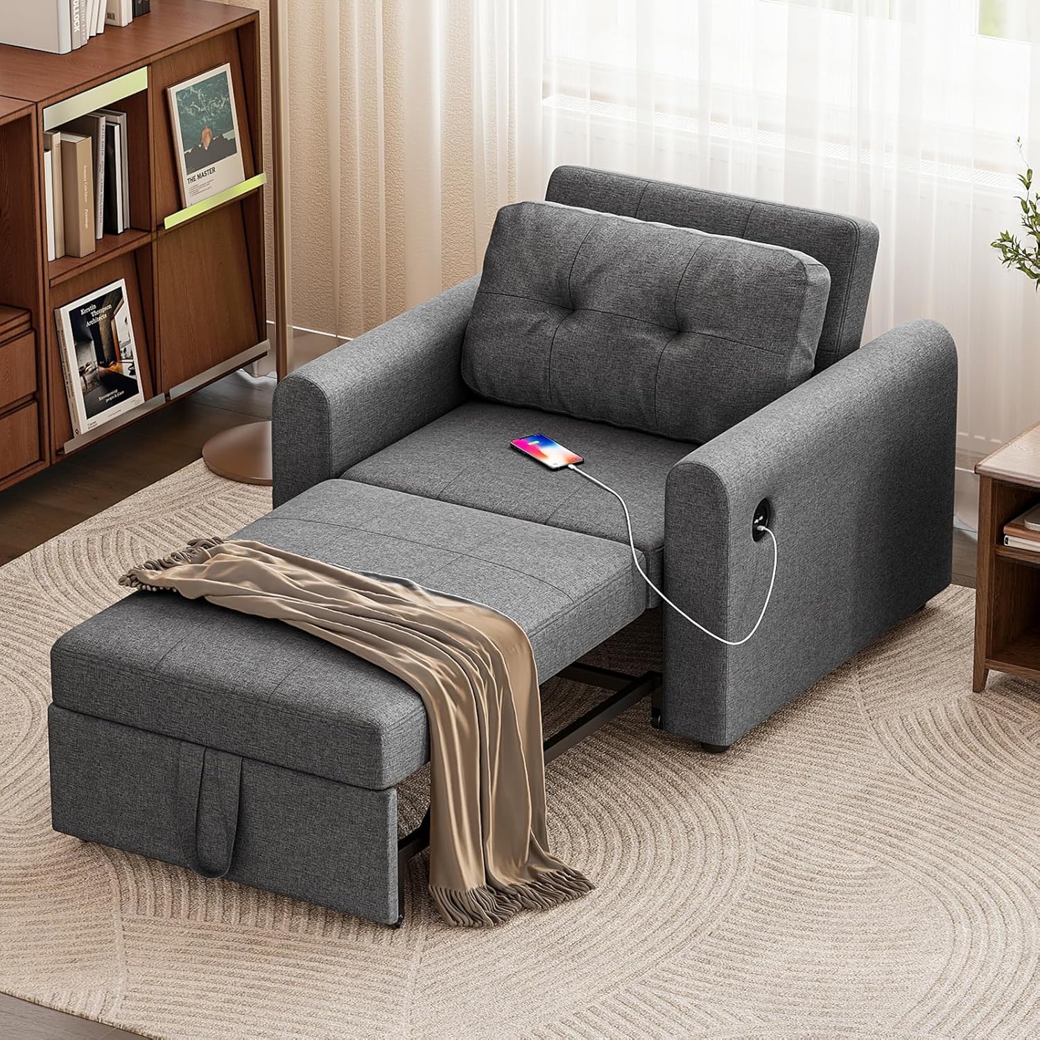 Jaimi Chair Bed - Dark Grey