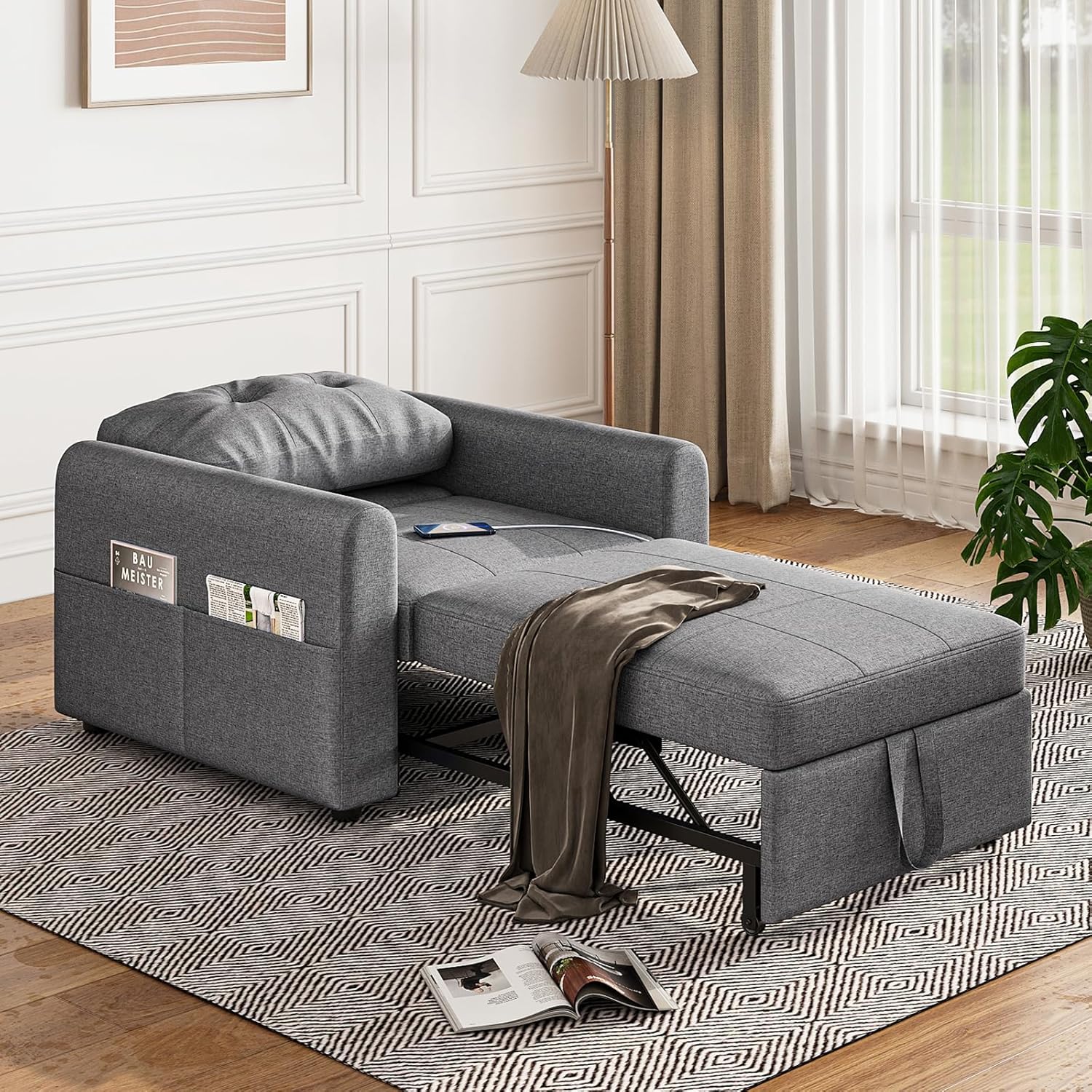 Jaimi Chair Bed - Dark Grey