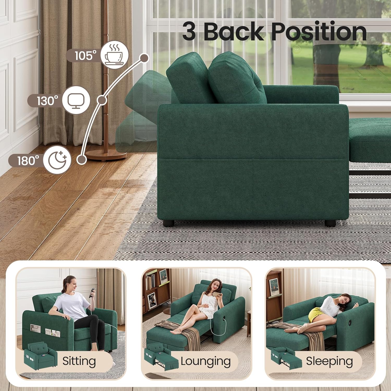 Jaimi Chair Bed - Green