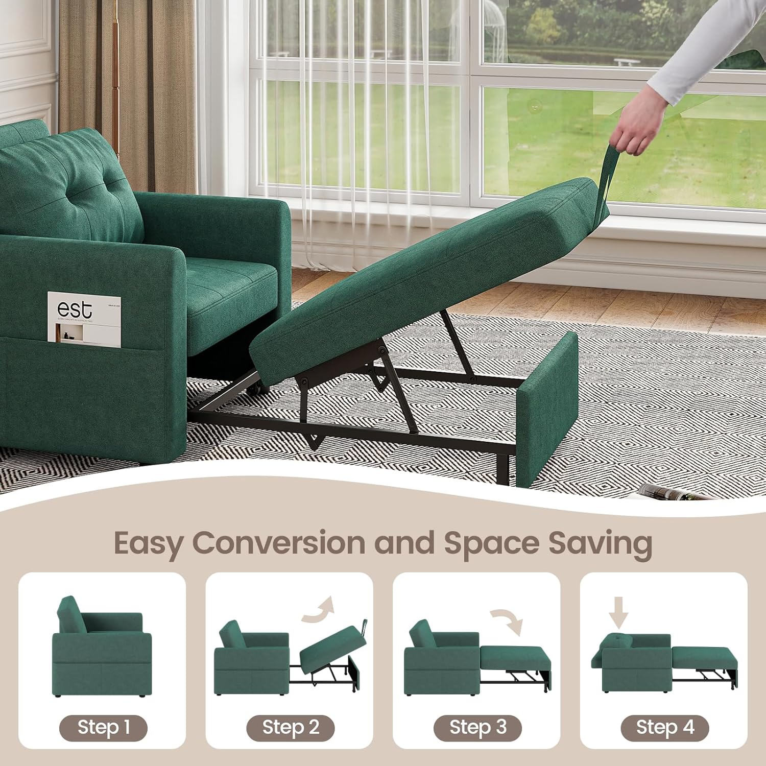 Jaimi Chair Bed - Green