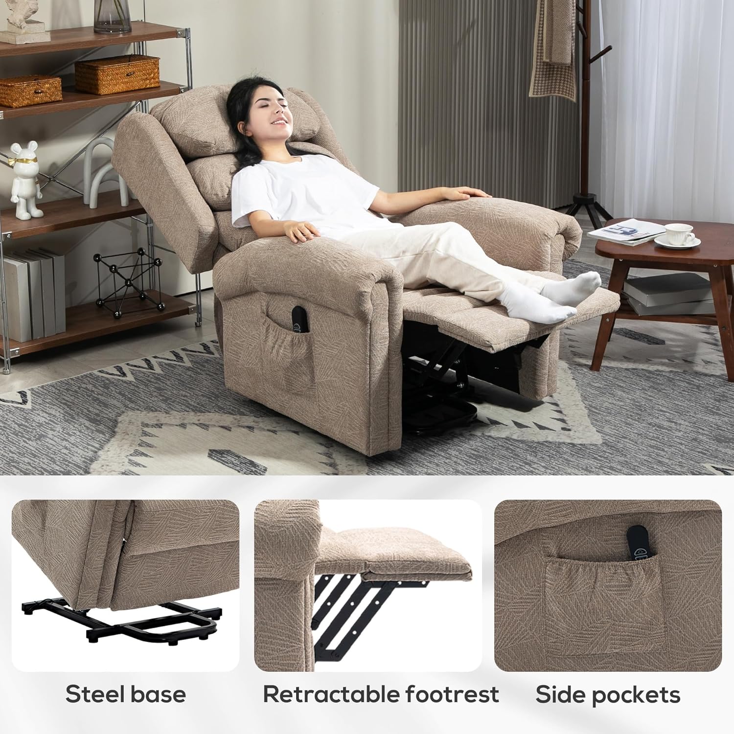 Jalin Reclining Chair Bed - Khaki