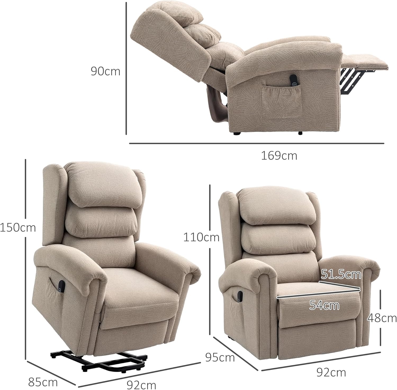 Jalin Reclining Chair Bed - Khaki