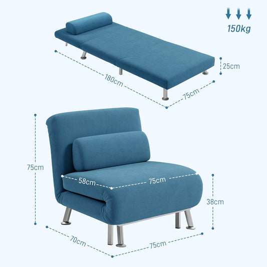 Leffy Single Futon Chair - Blue