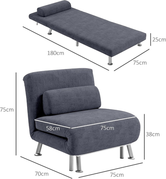 Leffy Single Futon Chair - Charcoal Grey