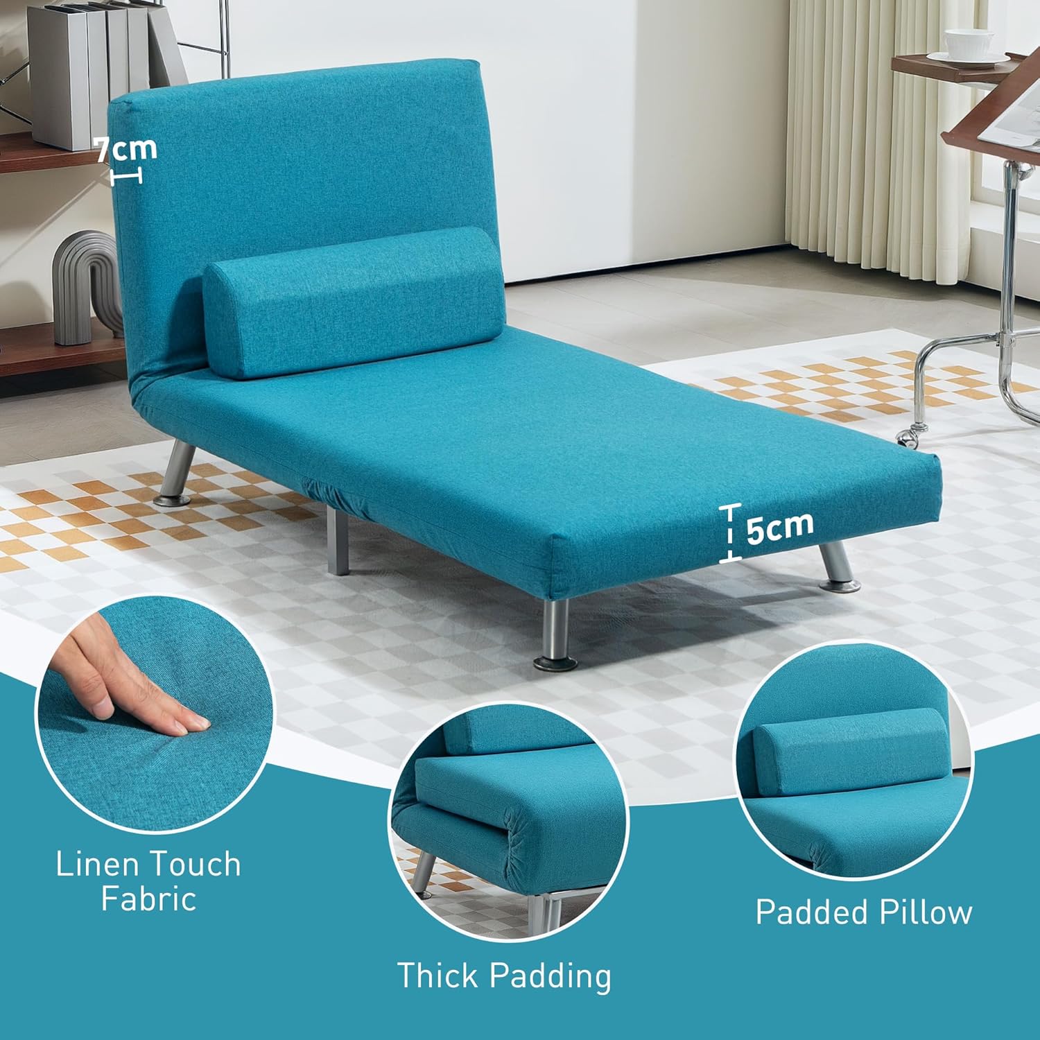 Leffy Single Futon Chair - Dark Blue