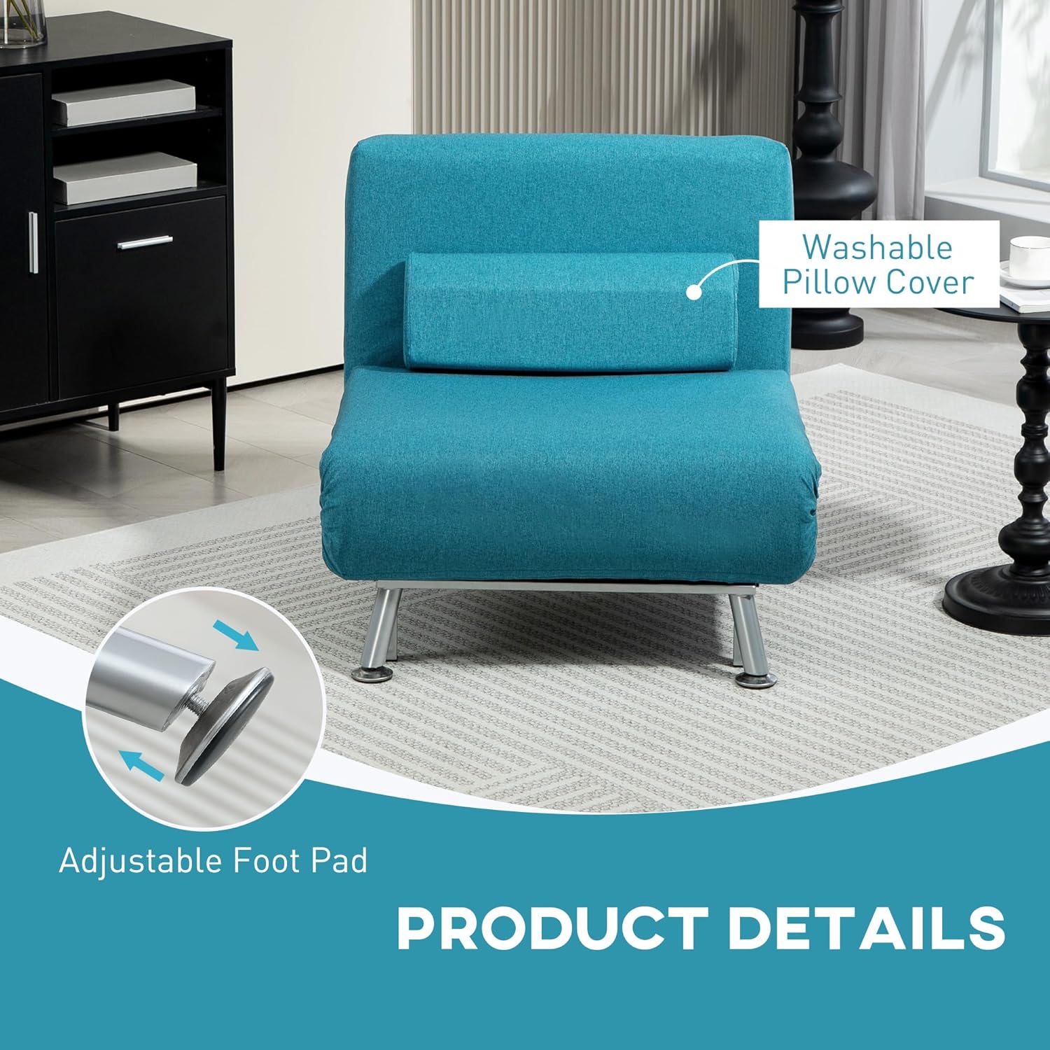 Leffy Single Futon Chair - Dark Blue