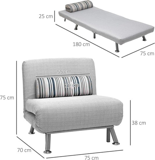 Leffy Single Futon Chair - Light Grey