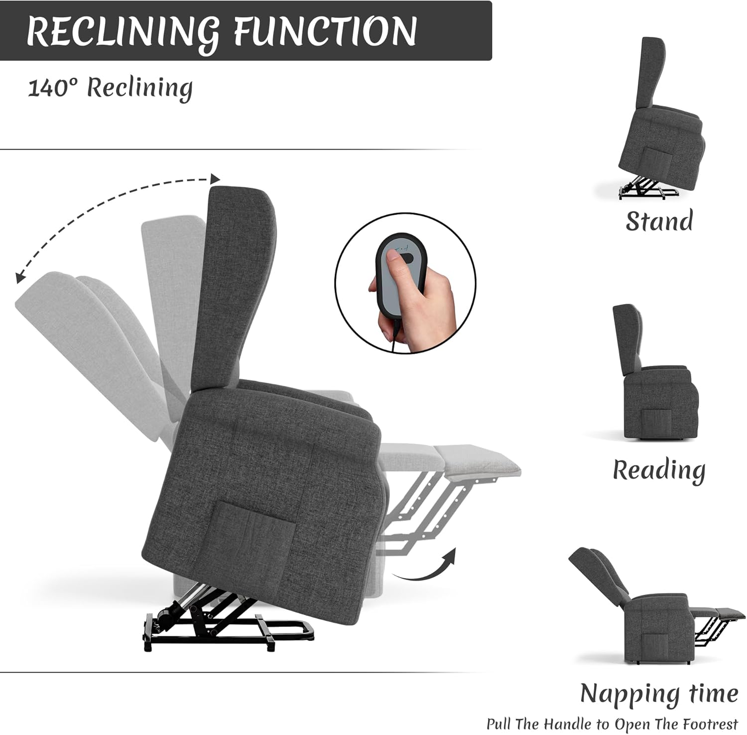 Leith Reclining Chair Bed - Dark Grey