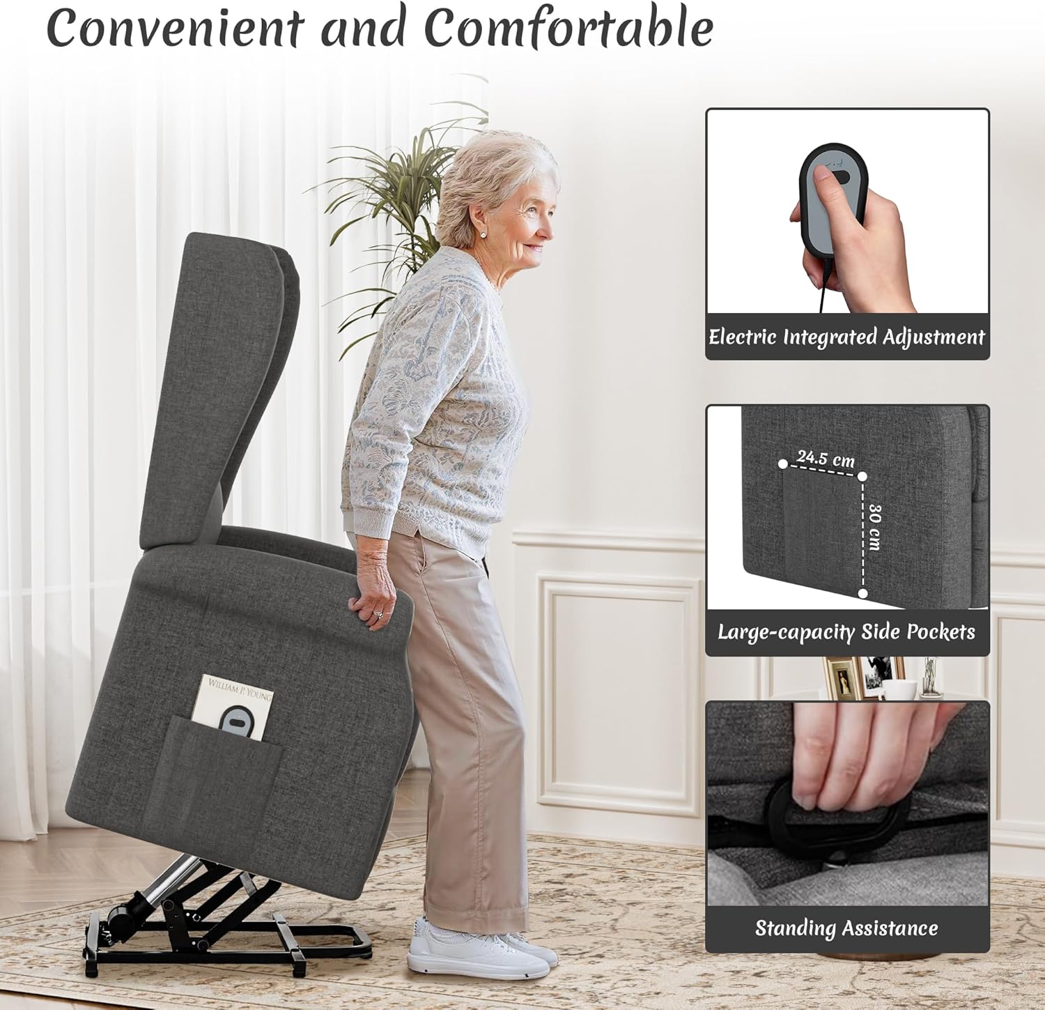 Leith Reclining Chair Bed - Dark Grey