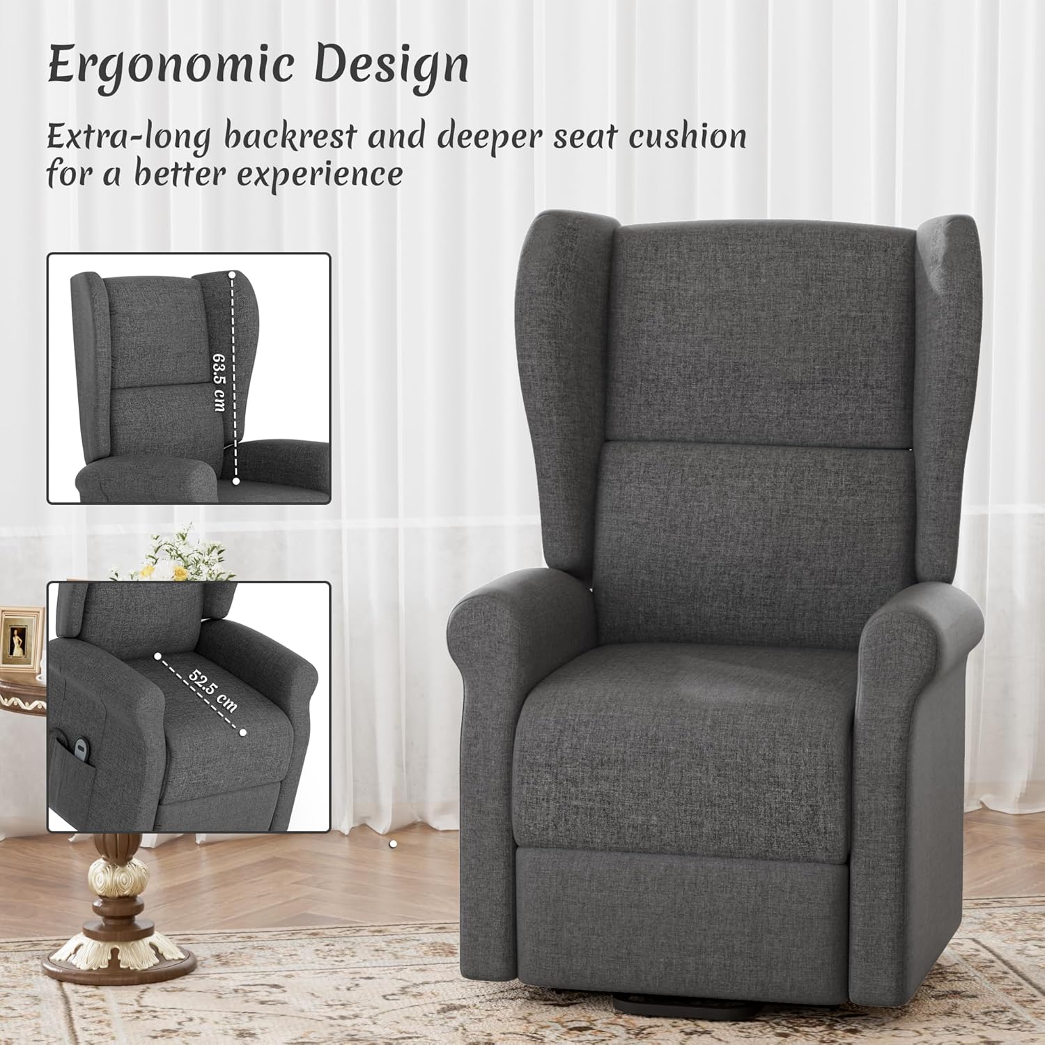 Leith Reclining Chair Bed - Dark Grey