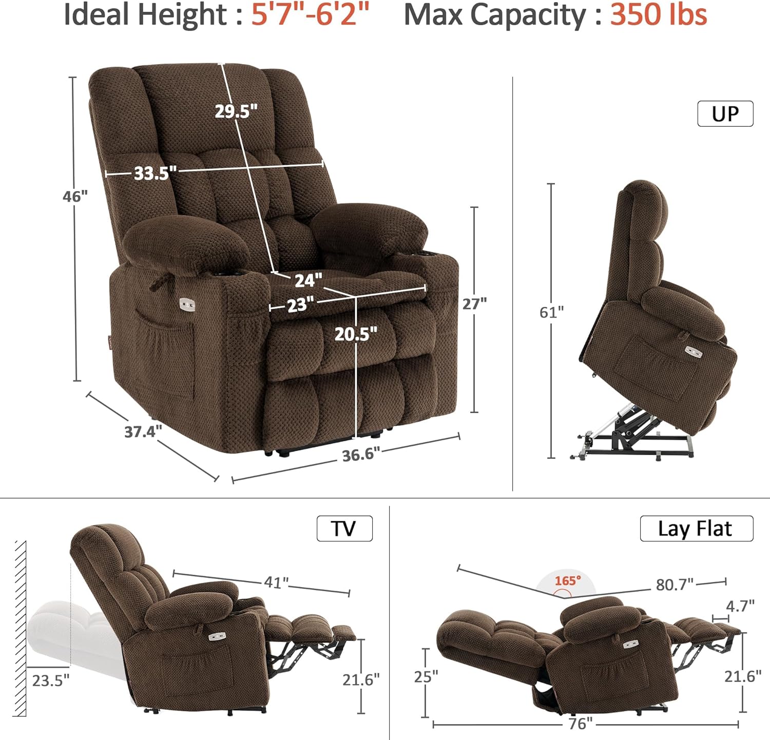 Maku Reclining Massage Chair Bed - Brown
