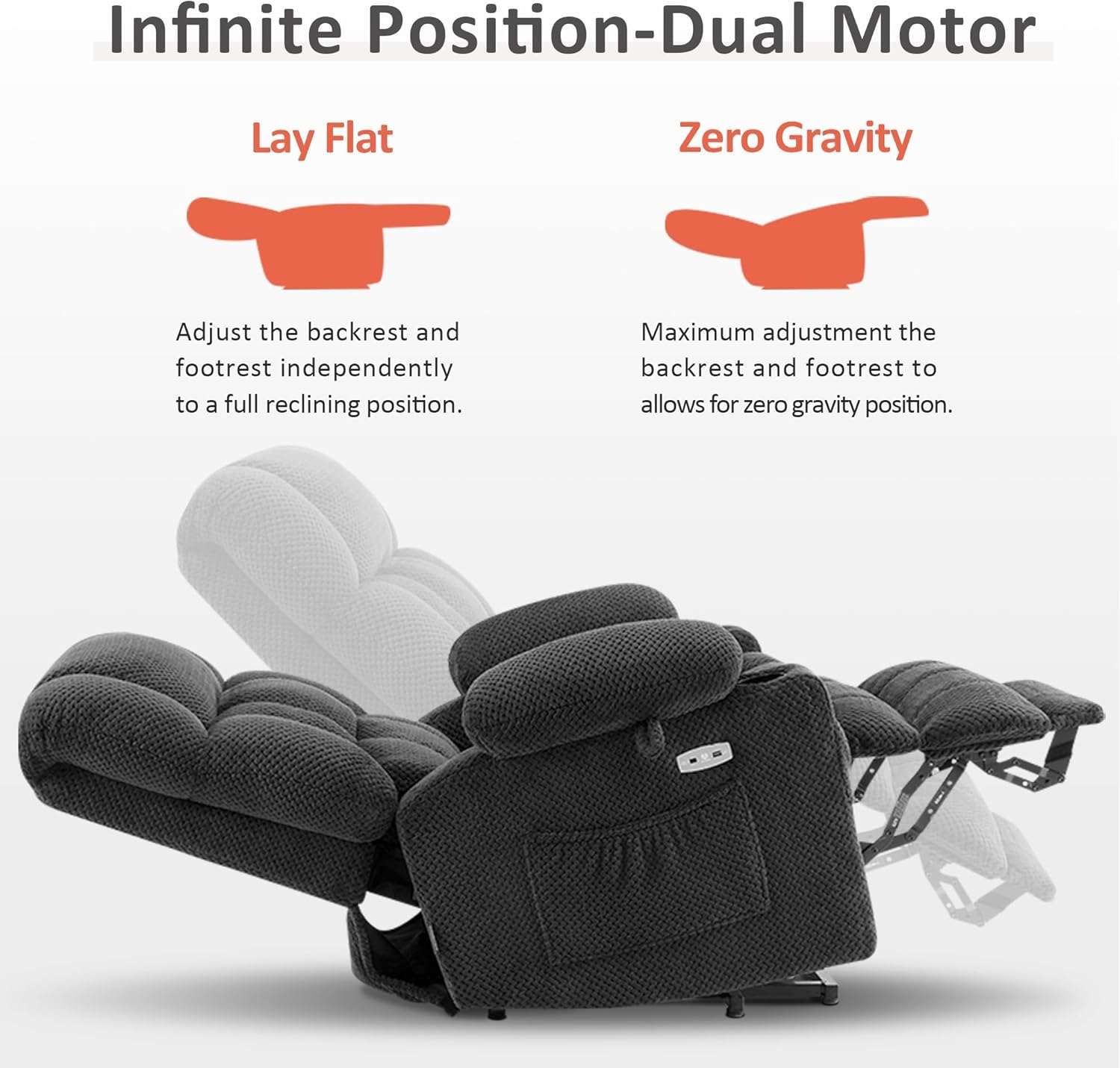 Maku Reclining Massage Chair Bed - Dark Grey