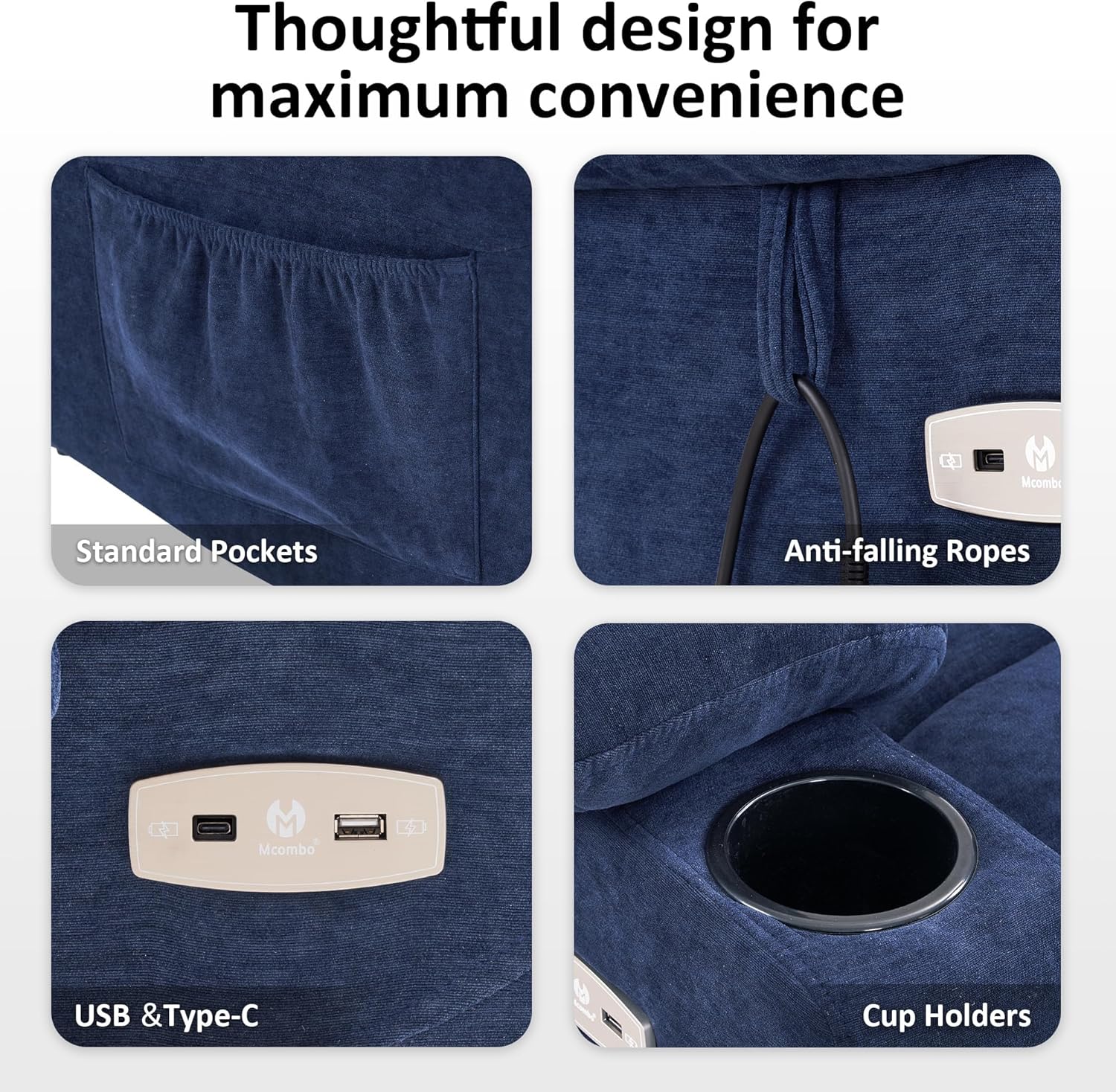 Marley Reclining Chair Bed - Navy Blue