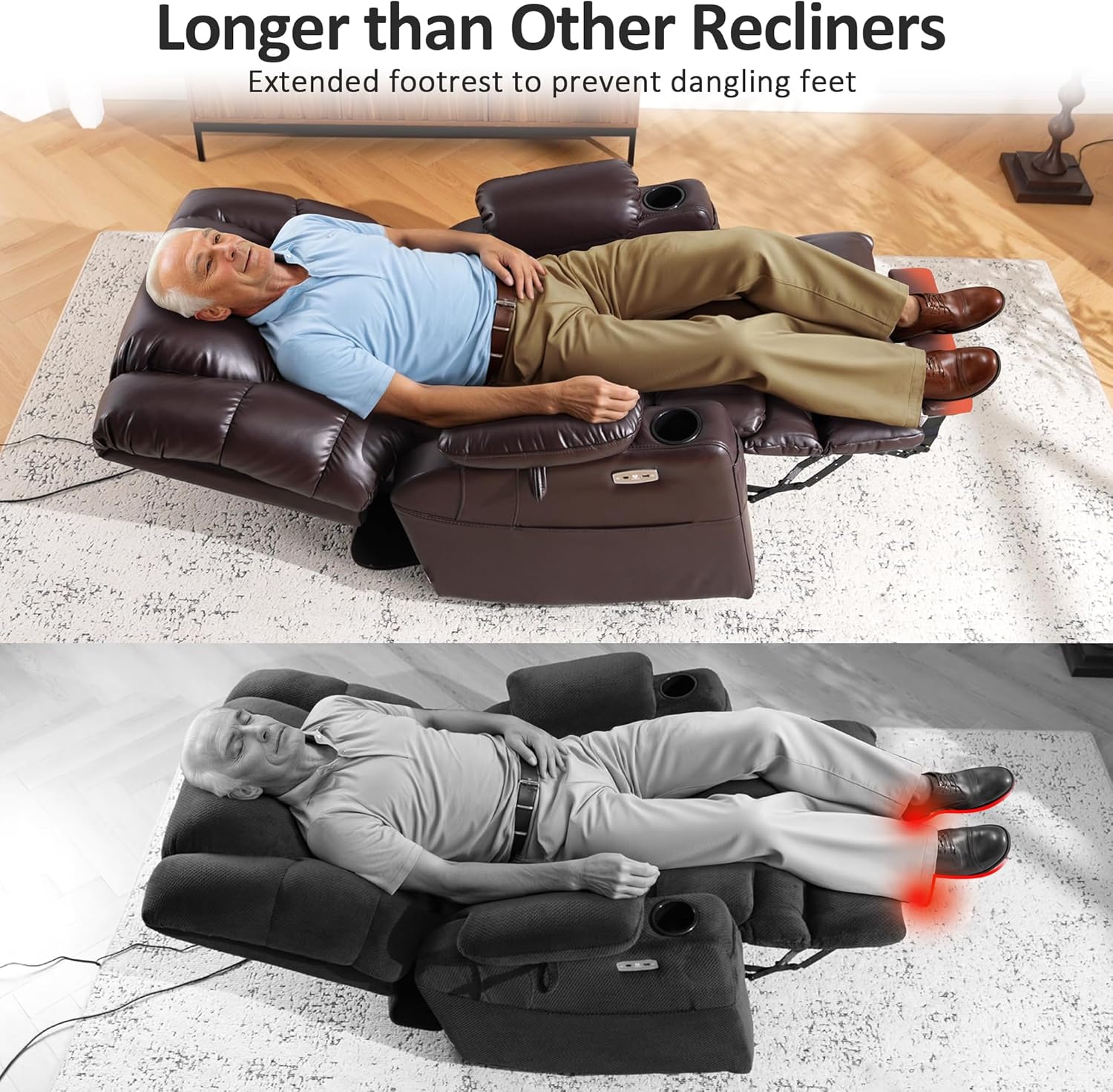 Max Reclining Massage Chair Bed - Dark Brown