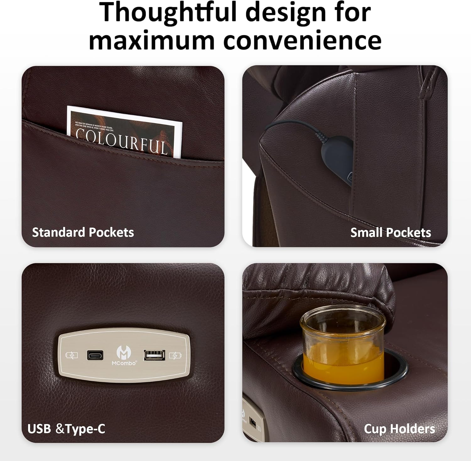 Max Reclining Massage Chair Bed - Dark Brown