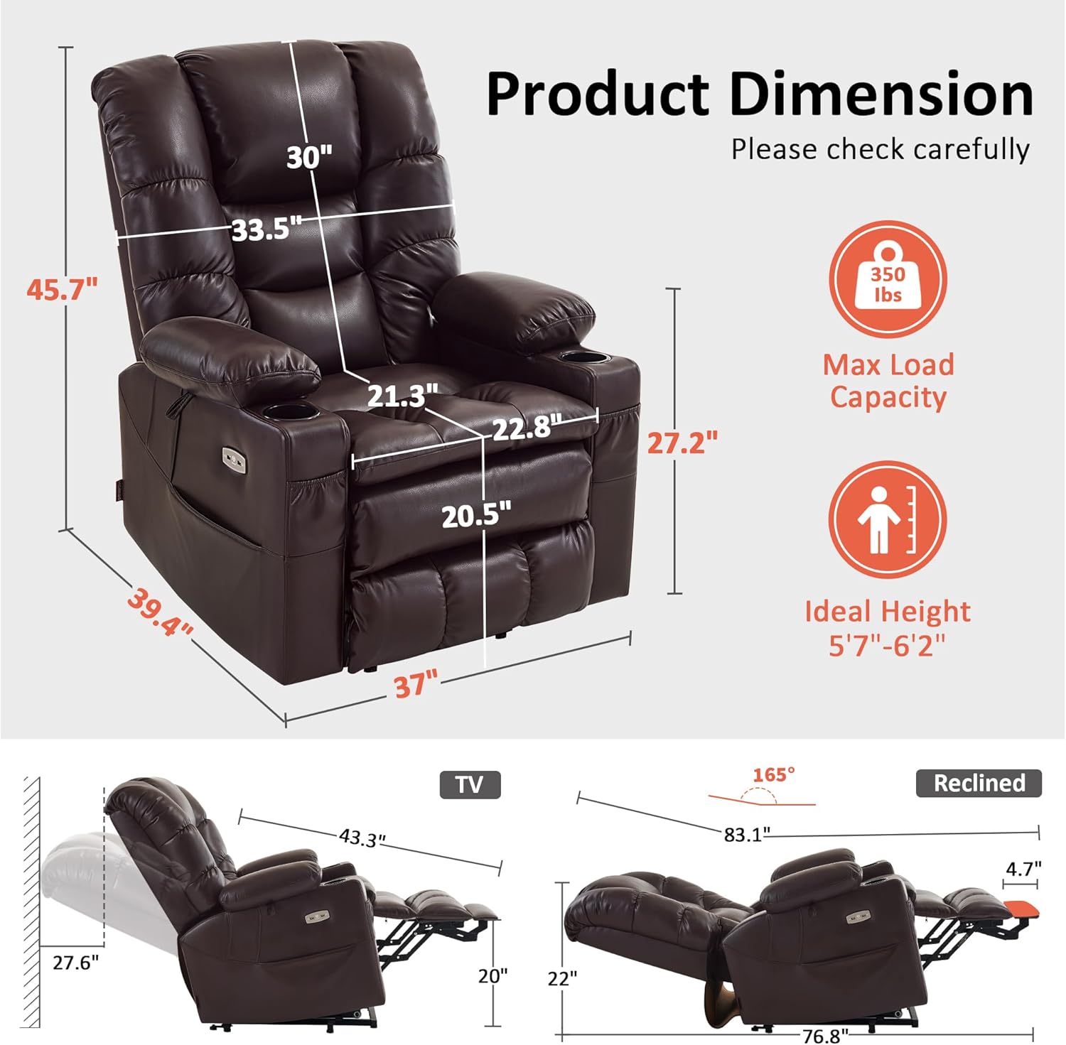 Max Reclining Massage Chair Bed - Dark Brown