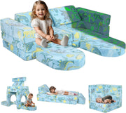 Meera Double Futon Convertible Sofa Bed - Blue Dinosaur
