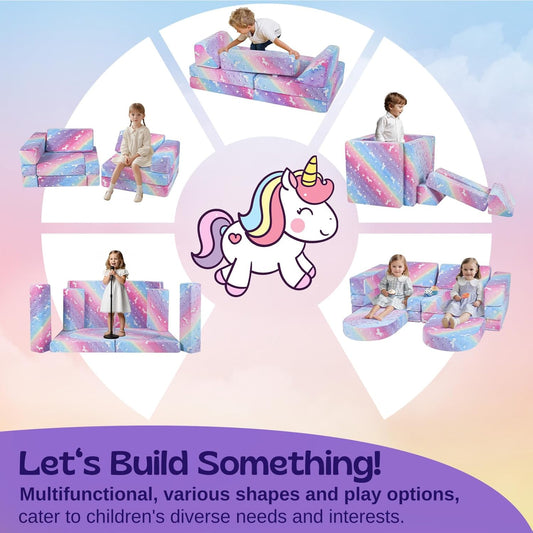 Meera Double Futon Convertible Sofa Bed - Rainbow