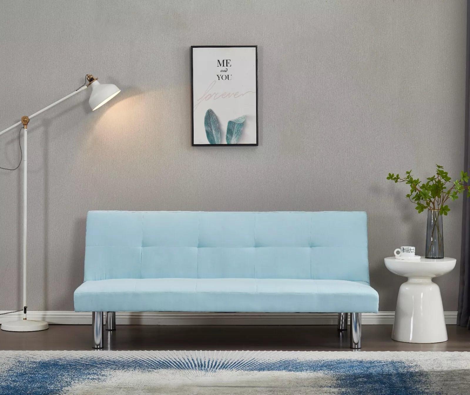 Mira Faux Suede Click Clack Sofa Bed - Blue