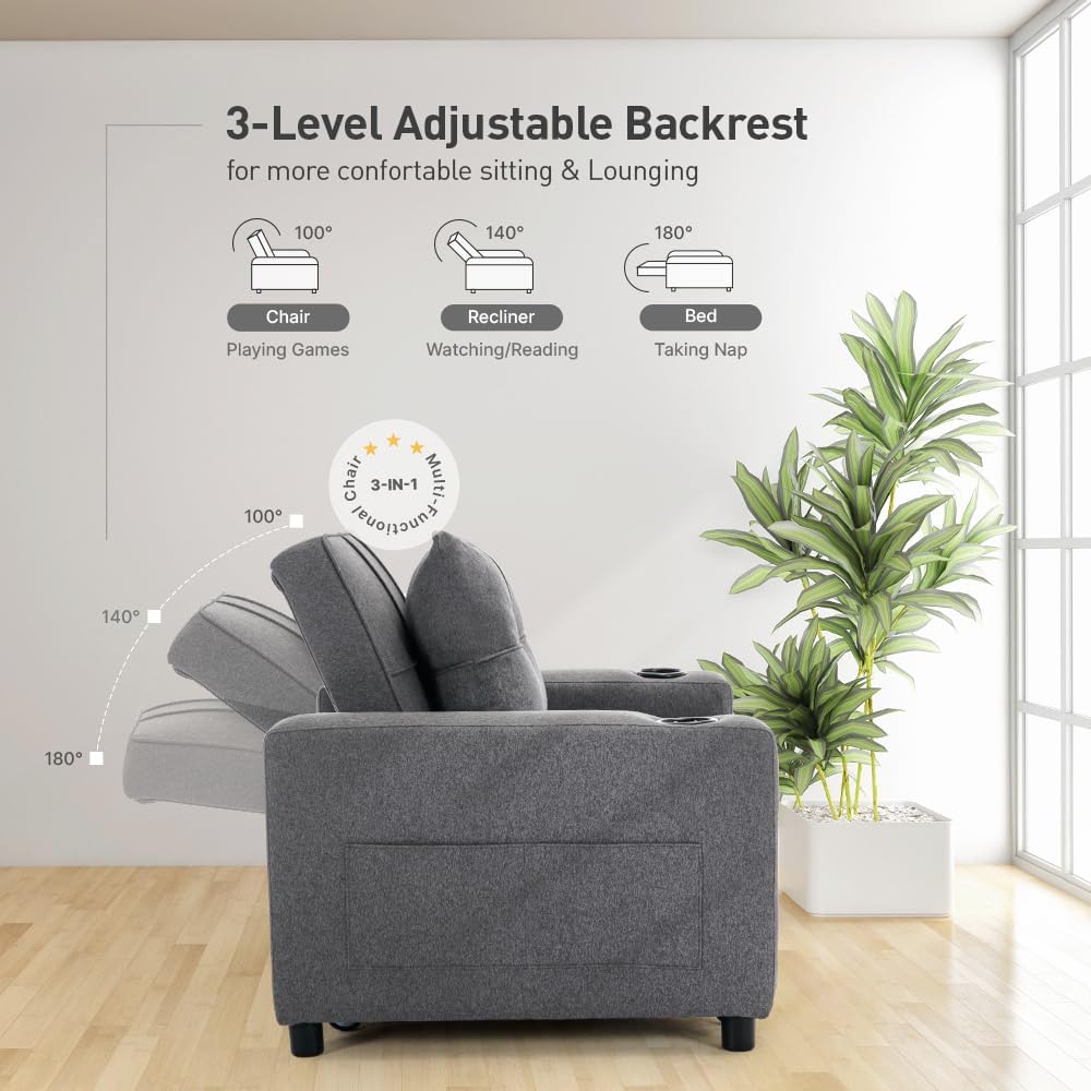 Molly Chair Bed - Grey