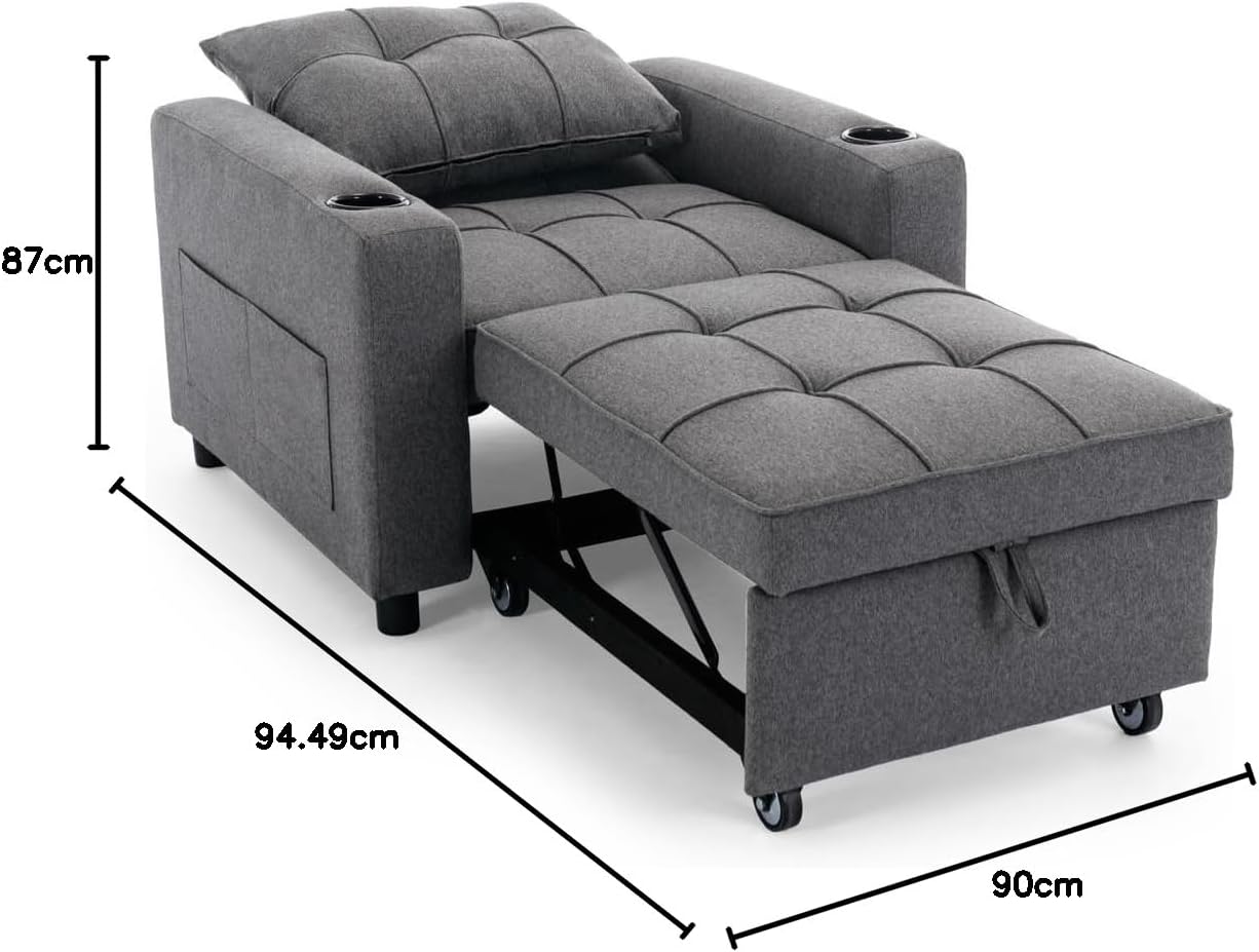 Molly Chair Bed - Grey