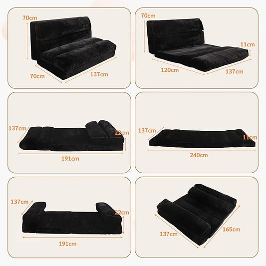Moshe Double Futon Sofa Bed - Black