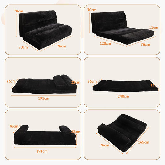 Moshe Single Futon Sofa Bed - Black