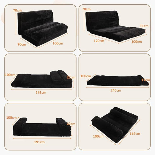 Moshe Single Futon Sofa Bed - Black (Large)