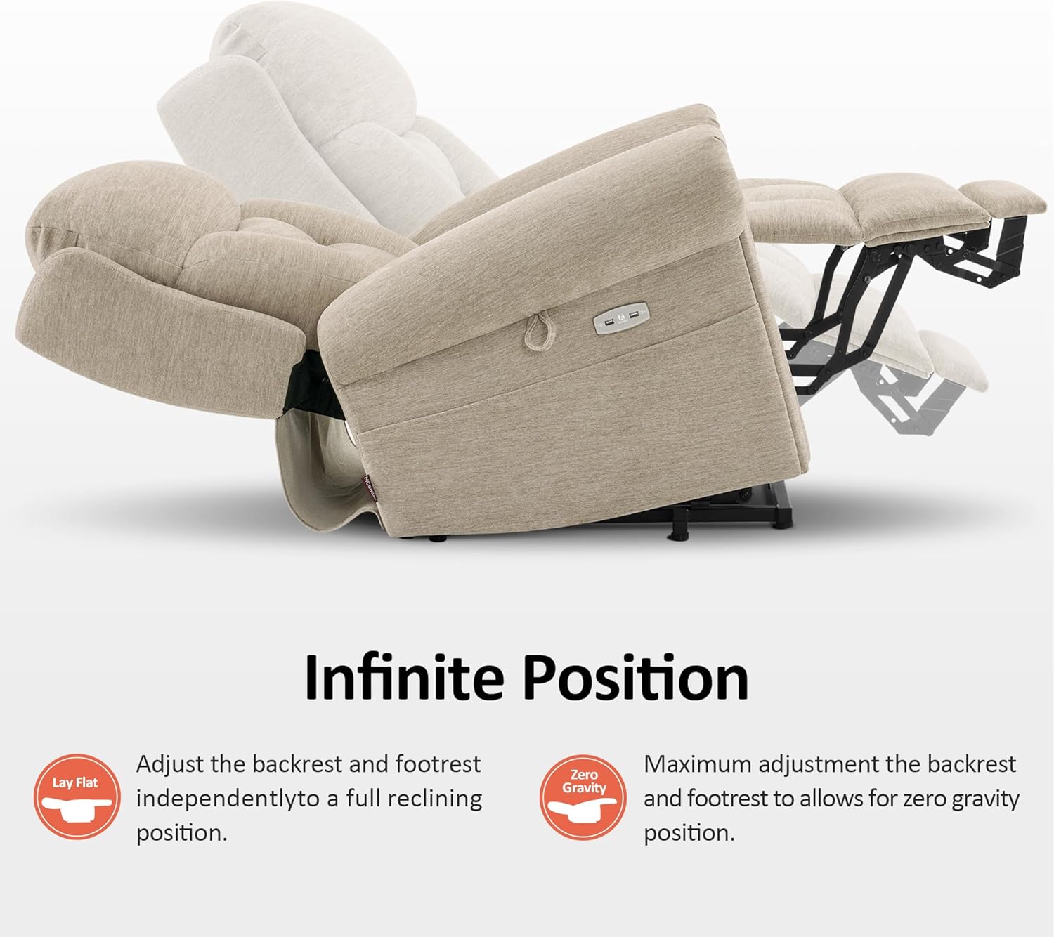 Mulan Reclining Chair Bed - Beige