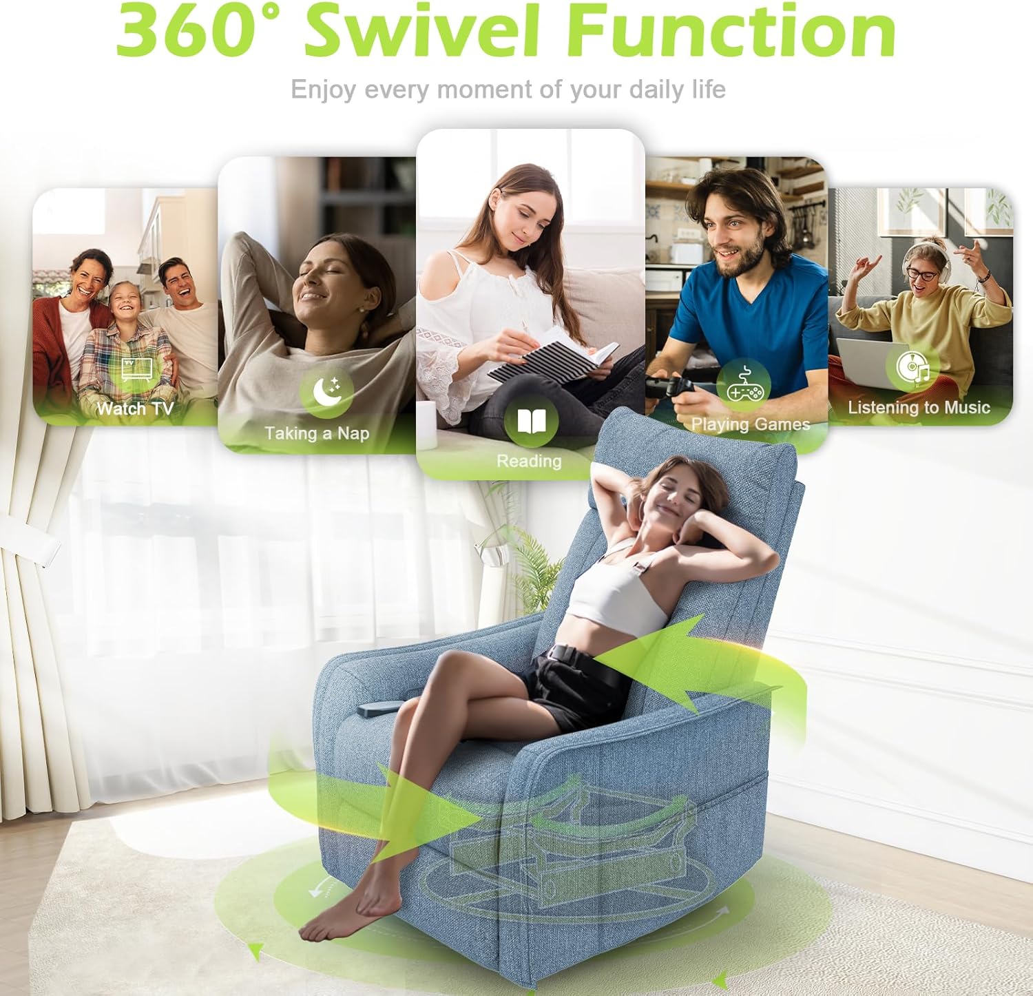 Onox Reclining Massage Chair Bed - Denim Blue