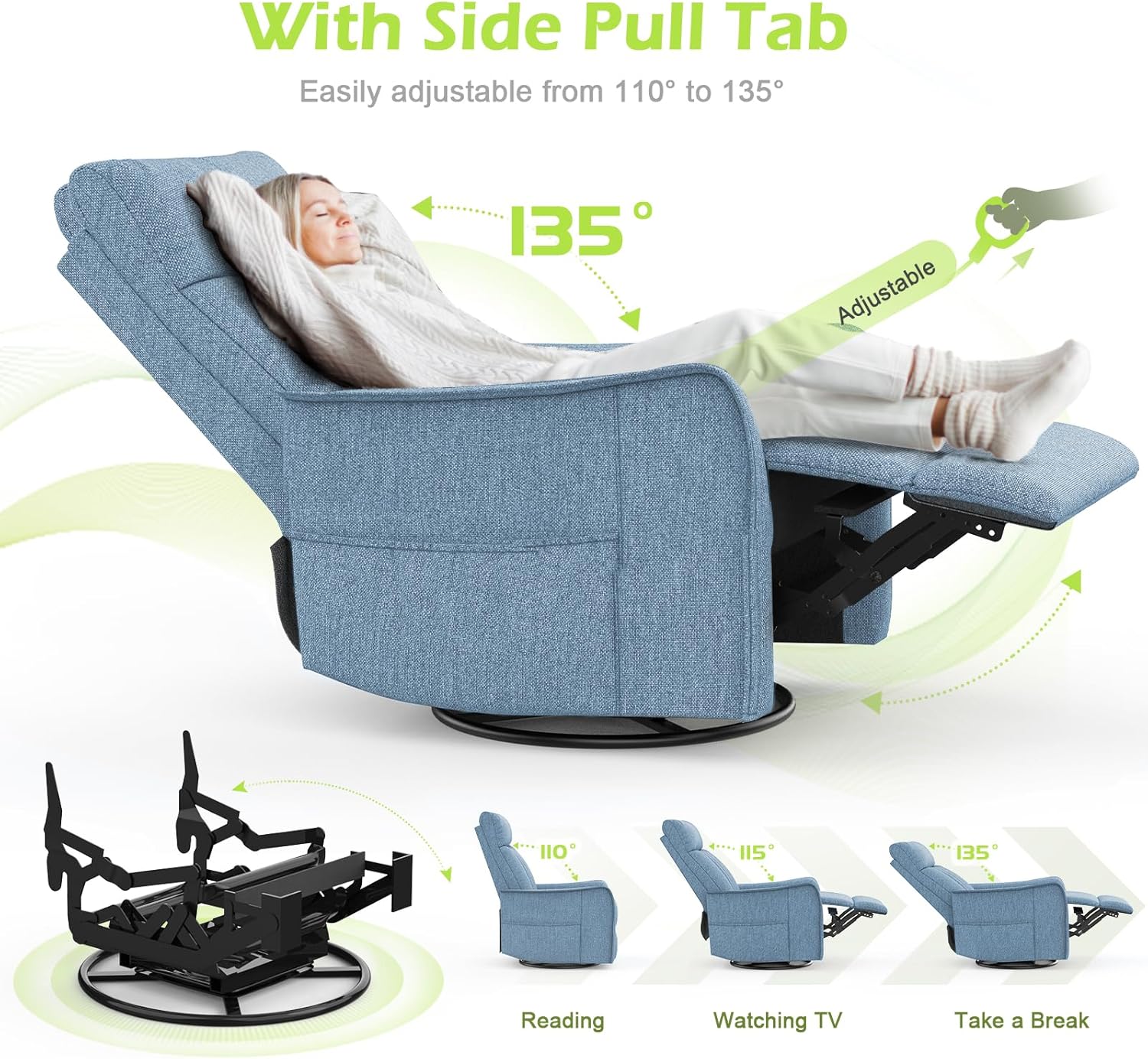 Onox Reclining Massage Chair Bed - Denim Blue