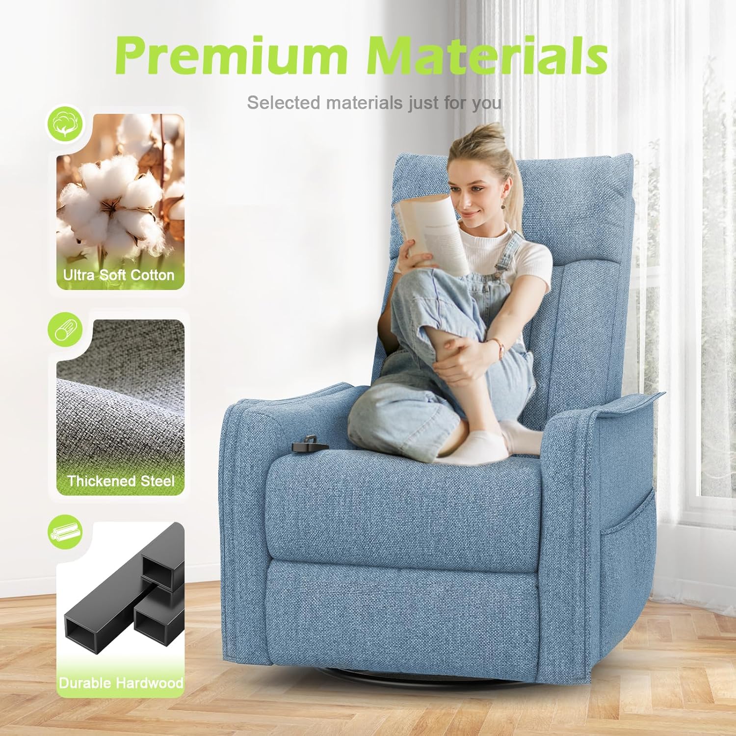 Onox Reclining Massage Chair Bed - Denim Blue