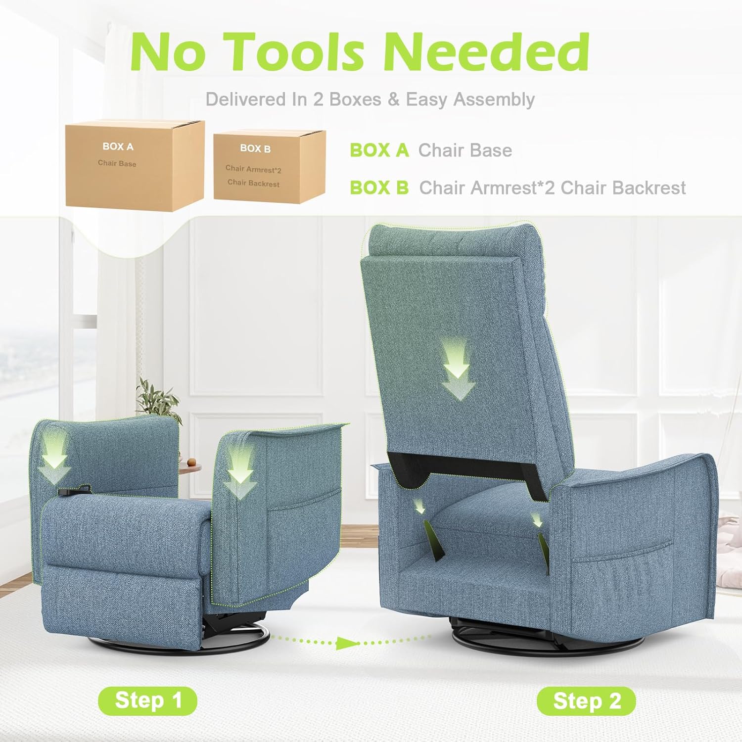 Onox Reclining Massage Chair Bed - Denim Blue