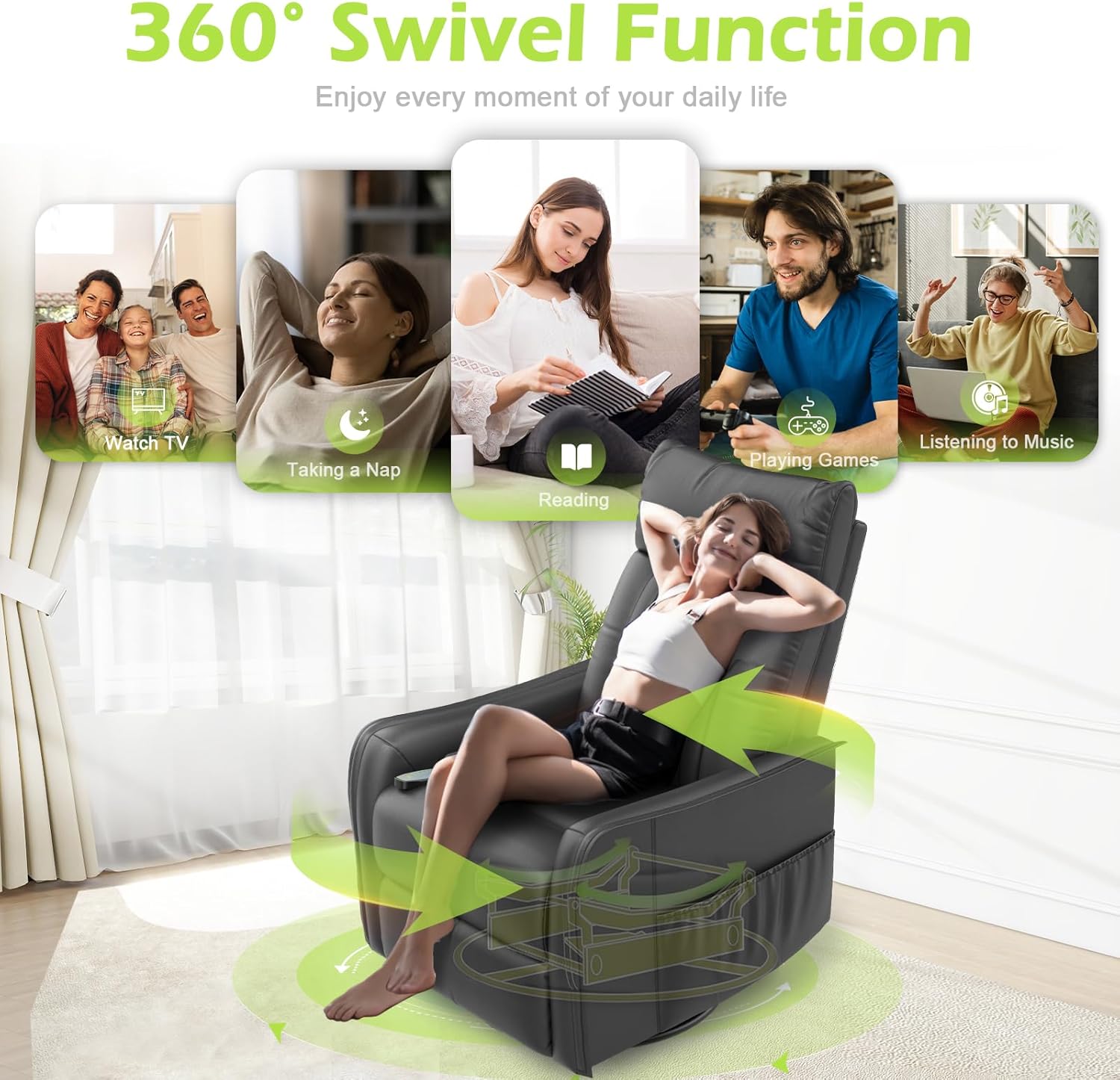 Onox Reclining Massage Chair Bed - Leather Black