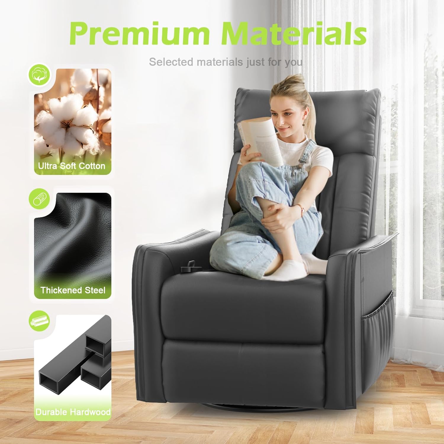 Onox Reclining Massage Chair Bed - Leather Black