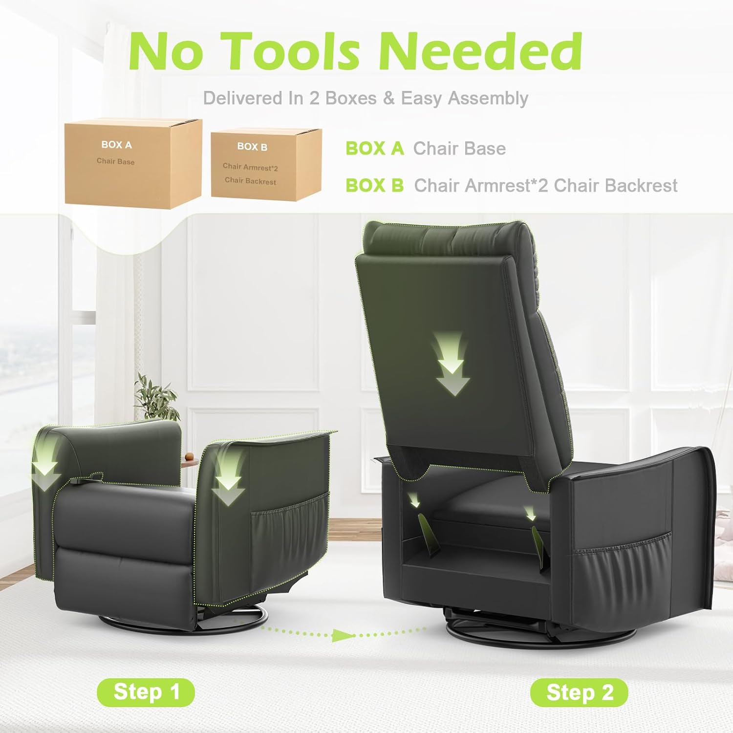 Onox Reclining Massage Chair Bed - Leather Black