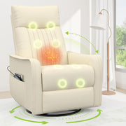 Onox Reclining Massage Chair Bed - Leather Cream White