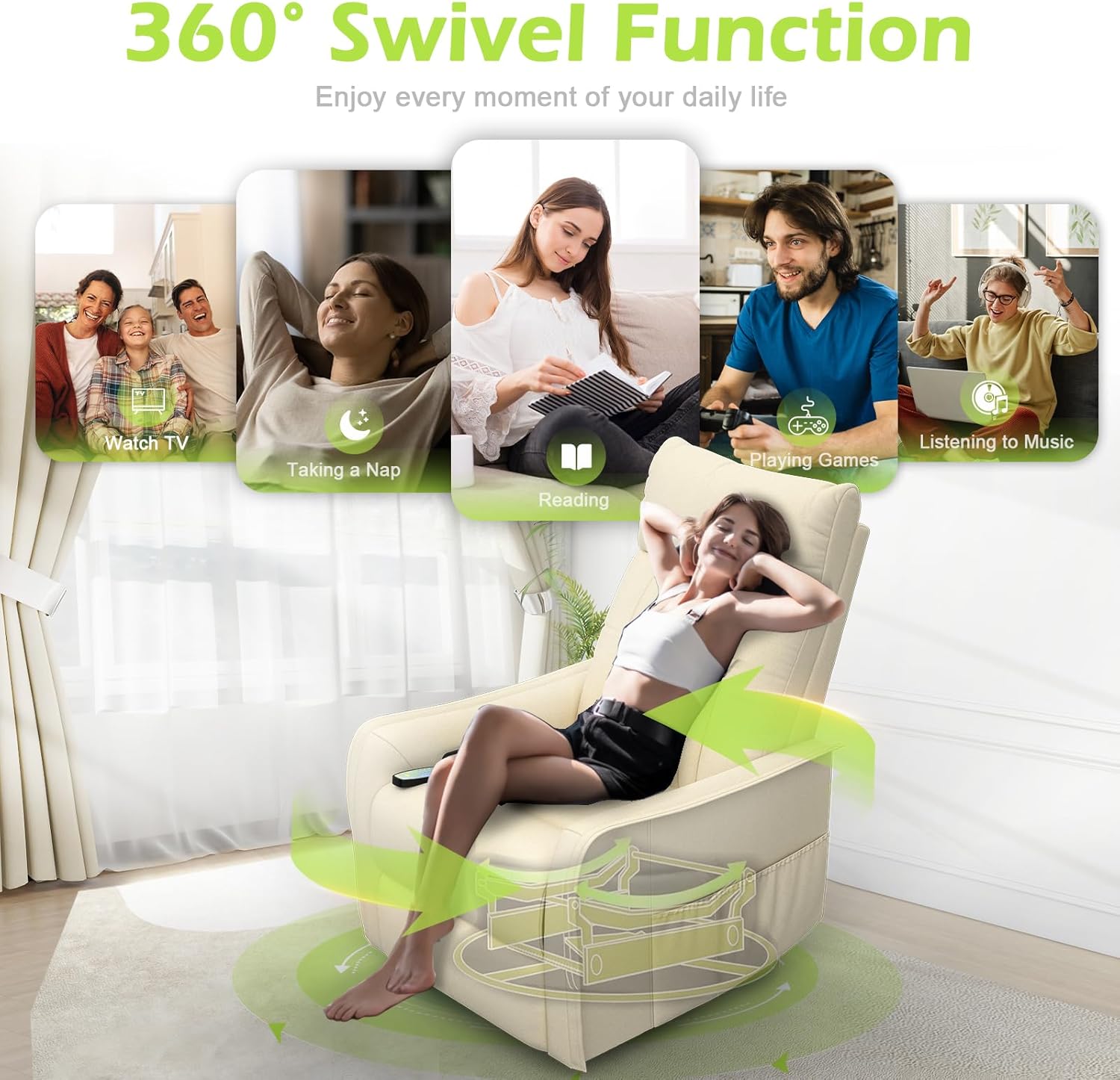 Onox Reclining Massage Chair Bed - Leather Cream White